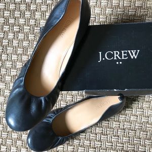 J. Crew ‘CeCe’ Black Leather Flats